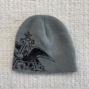 Y2K Budweiser x Grunge Eagle Gothic Wing Skull Beanie Gray  Affliction  Alt